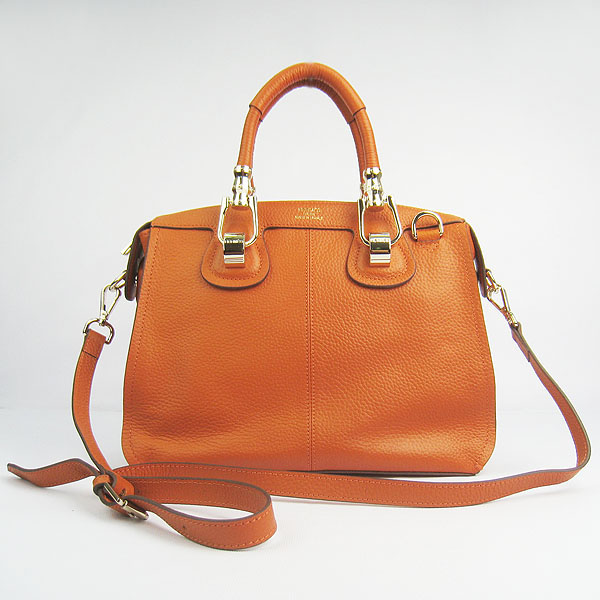 Replica Hermes New Arrival Double-duty leather handbag Orange 60669 - Click Image to Close